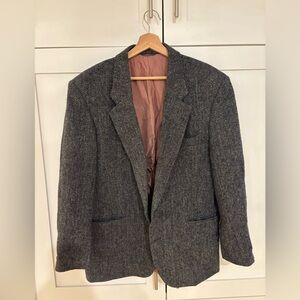 Harris Tweed Elegant Charcoal Blue Men's Blazer 42R
